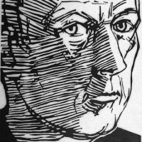 George Wallace - Self Portrait, 1974, woodcut
