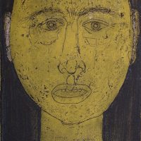 George Wallace - Prisoner (Yellow Face), 1955, soft ground & deep etch, dark green and yellow relief