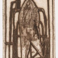 George Wallace - Woman in a Bath, 1956, etching & deep etch, brown ochre version