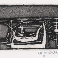 George Wallace - Pit Workings, 1956, deep etch, black and white relief