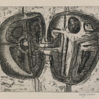 George Wallace - Joined Forms, 1956, etching & deep etch and worked into with pen