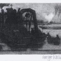 George Wallace - Dredger Bristol Harbour, 1948, drypoint