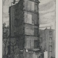 George Wallace - Bombed Hotel in Eastbourne, 1950, etching and aquatint