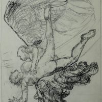 George Wallace - Preliminary drawing for Jacob Wrestling the Angel sculpture, c.1977, pencil and ink