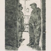 George Wallace - Man and a Woman in a Doorway - monotype - 1950