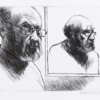 George Wallace - Christmas Self Portrait IV Reflexion - drypoint - 1991