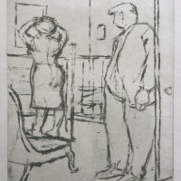 George Wallace - Man and a Woman - monotype - 1950